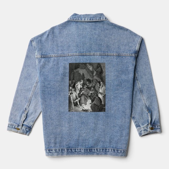 Saint Peter Denying Christ Gustave Dore Biblical A Denim Jacket (Back)