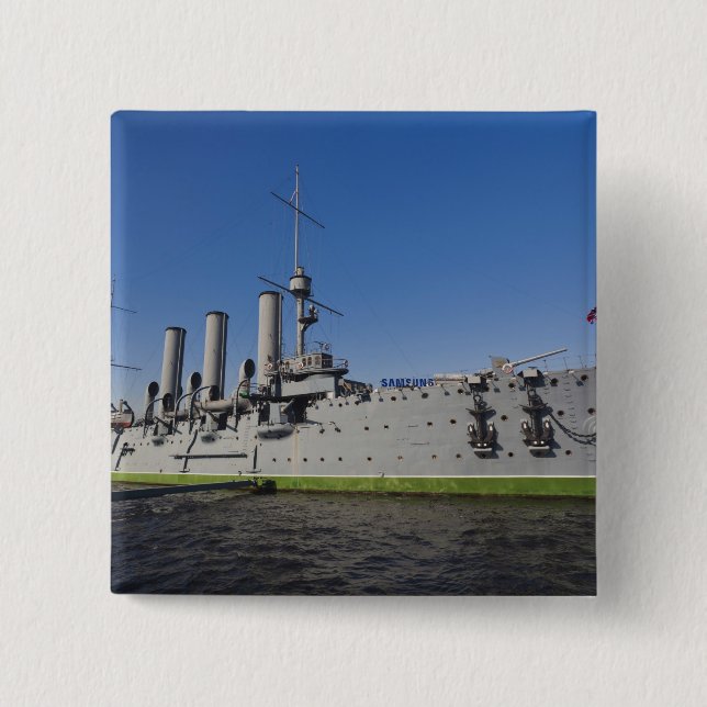 Saint Petersburg, Cruiser Aurora 2 Inch Square Button (Front)