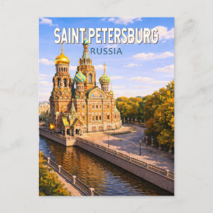 Saint Petersburg Russia Illustration Travel Art Postcard