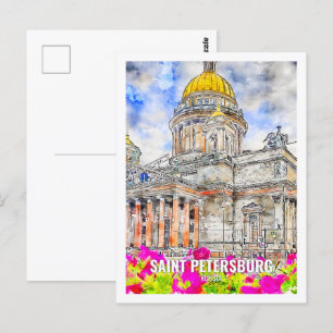 Saint Petersburg Russia Travel Place Watercolor Postcard