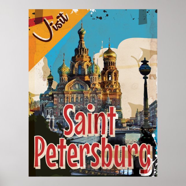Saint Petersburg, Russia Vintage Travel Poster (Front)