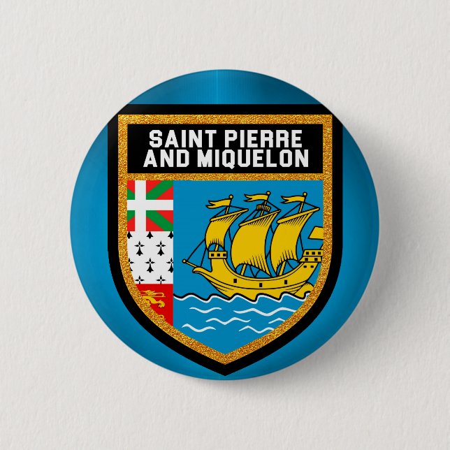 Saint Pierre And Miquelon Flag 2 Inch Round Button (Front)