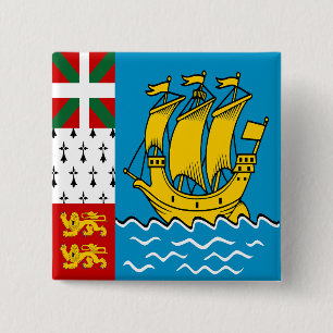Saint Pierre and Miquelon Flag 2 Inch Square Button