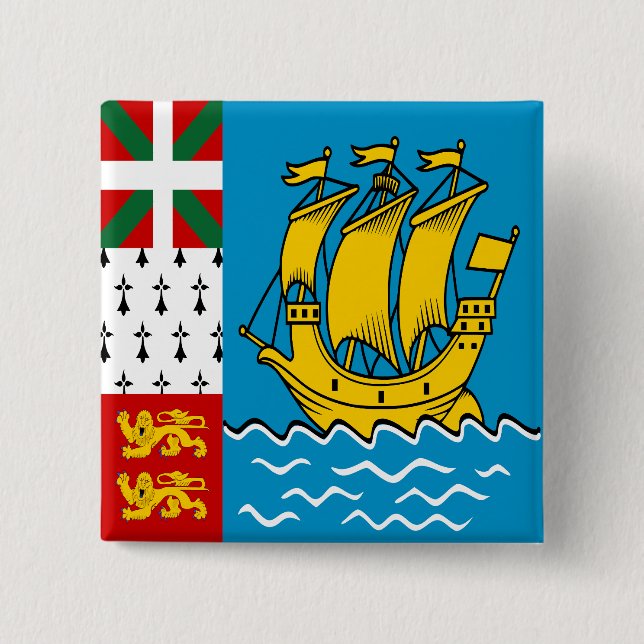 Saint Pierre and Miquelon Flag 2 Inch Square Button (Front)