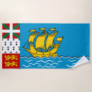 Saint Pierre and Miquelon Flag Beach Towel