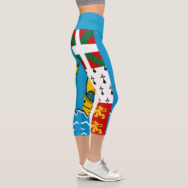 Saint Pierre and Miquelon Flag Capri Leggings (Right)