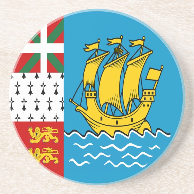 Saint Pierre and Miquelon Flag Coaster (Front)