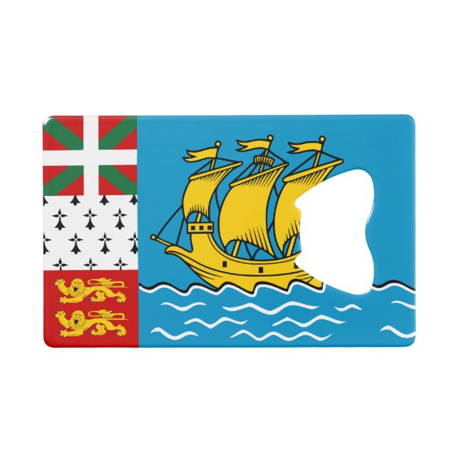 Saint Pierre and Miquelon Flag Credit Card Bottle Opener (Front (Horizontal))