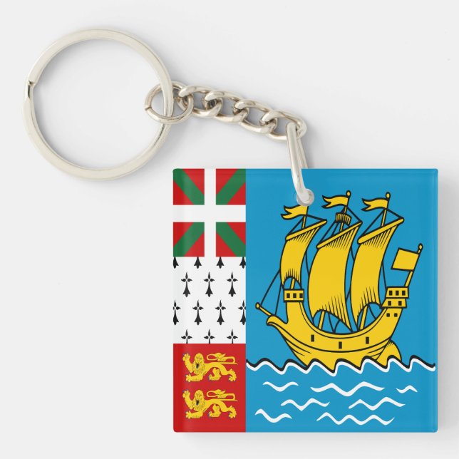 Saint Pierre and Miquelon Flag Keychain (Front)