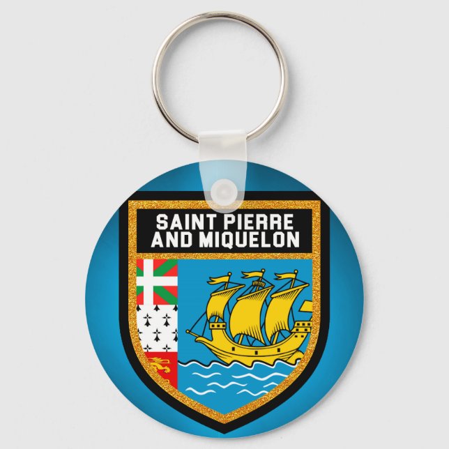 Saint Pierre And Miquelon Flag Keychain (Front)