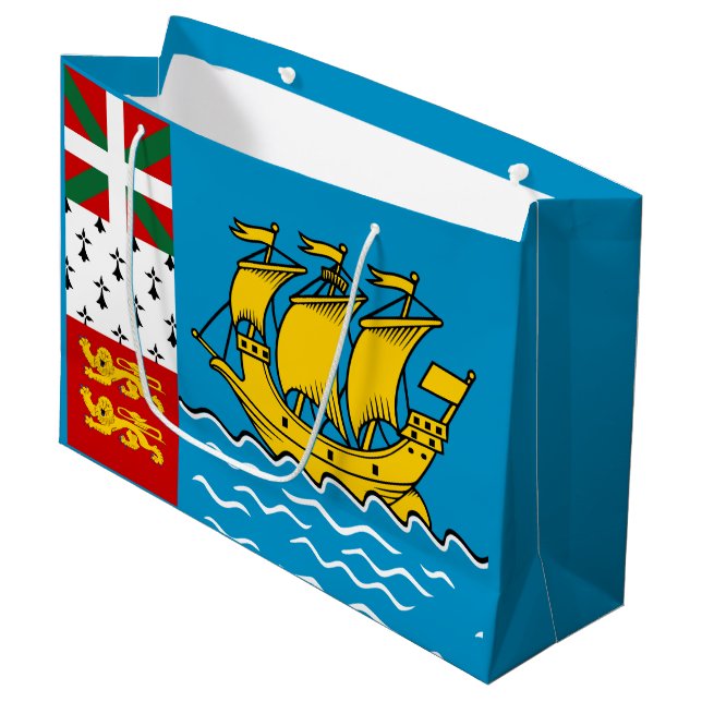 Saint Pierre and Miquelon Flag Large Gift Bag (Front Angled)