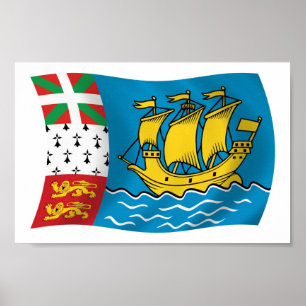 Saint Pierre And Miquelon Flag Poster Print
