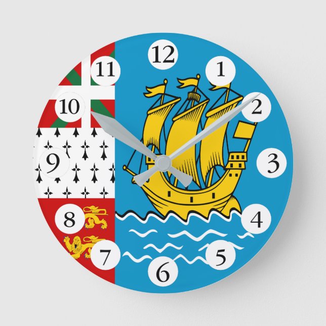 Saint Pierre and Miquelon Flag Round Clock (Front)