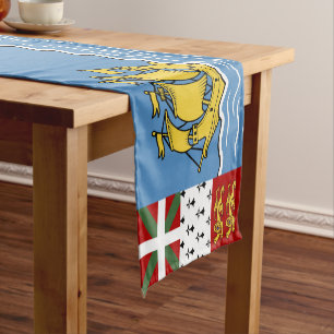 Saint Pierre and Miquelon flag Short Table Runner