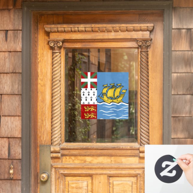Saint Pierre and Miquelon flag Window Cling (Home Door)