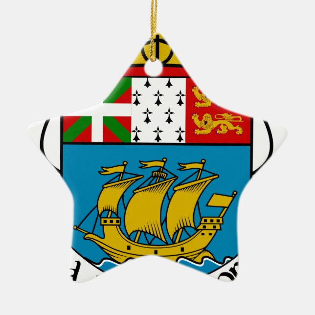 Saint Pierre and Miquelon (France) Coat of Arms Ceramic Ornament (Front)