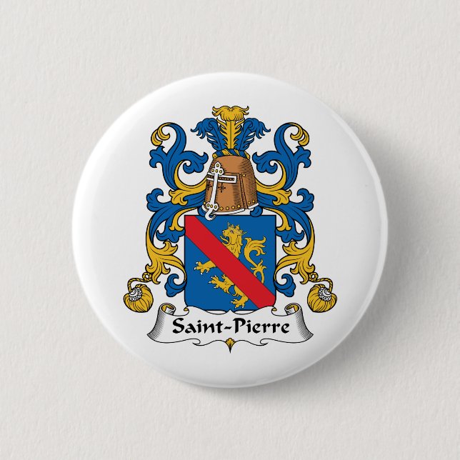 Saint-Pierre Family Crest 2 Inch Round Button (Front)