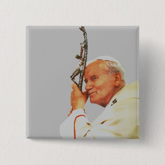 Saint Pope John Paul II  2 Inch Square Button (Front)