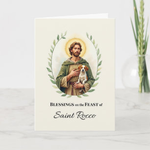 Saint Rocco Feast Day Blessings Watercolor Wreath Card