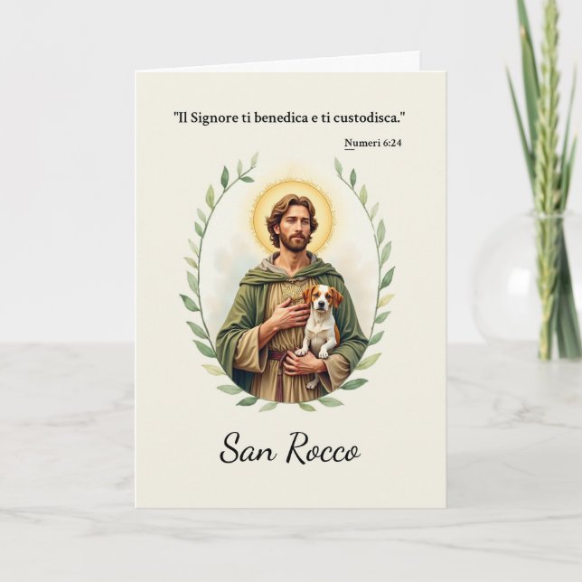Saint Rocco Italian Religious Scripture Blessing Card (Front)