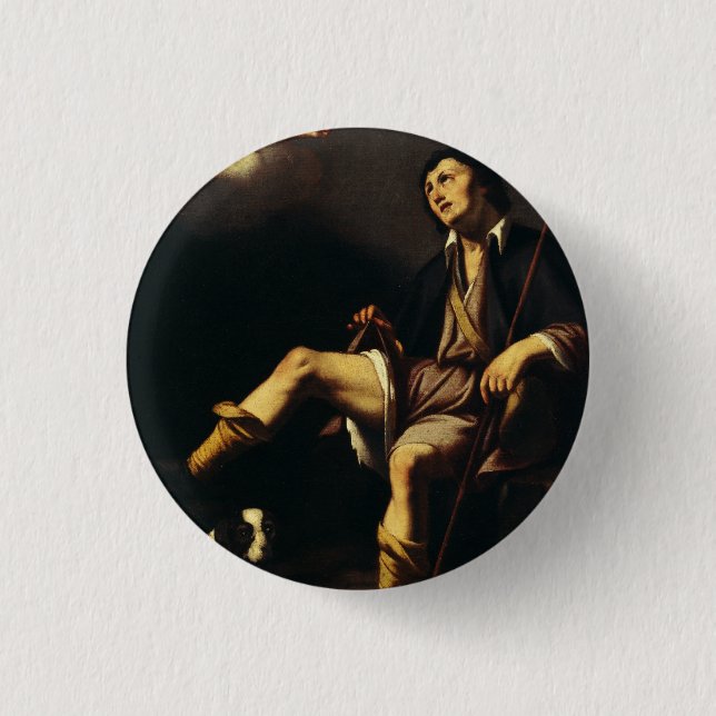 Saint Roch and the Angel Baroque Art Masterpiece 1 Inch Round Button (Front)
