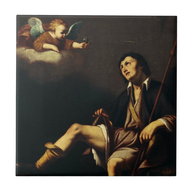 Saint Roch and the Angel Baroque Art Masterpiece Tile (Front)