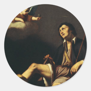 Saint Roch and the Angel by Guy François Classic Round Sticker