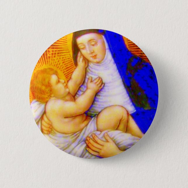 SAINT ROSE OF LIMA 2 INCH ROUND BUTTON (Front)