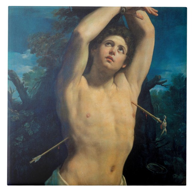 Saint Sebastian (St. Sebastian), Guido Reni Tile (Front)