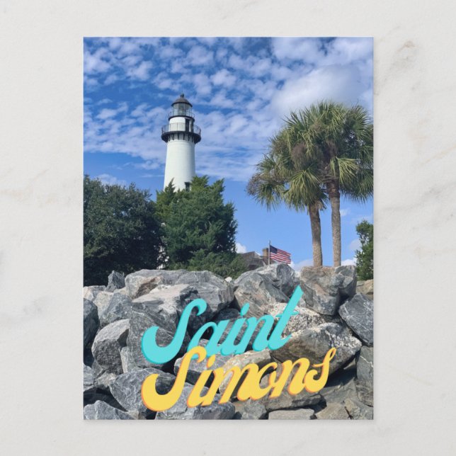 Saint Simons Island Beach Lighthouse Postcard (Front)