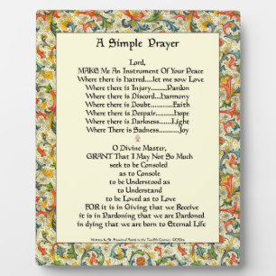 Saint St.Francis of Assisi Simple Prayer For Peace Plaque