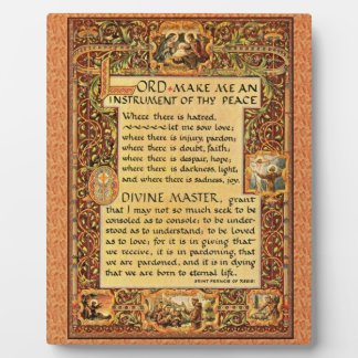 Saint St.Francis of Assisi Simple Prayer For Peace Plaque