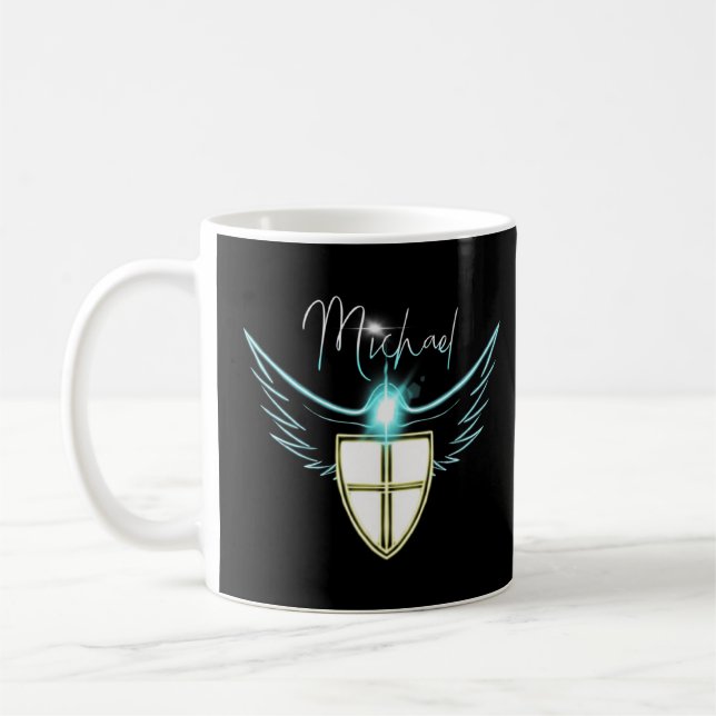 Saint St Michael Catholic Archangel Angel  Coffee Mug (Left)