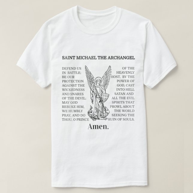 Saint St Michael Prayer  T-Shirt (Design Front)