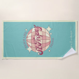 Saint st. Tropez retro vintage blue Beach Towel