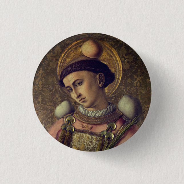 Saint Stephen (by Carlo Crivelli, 1476) 1 Inch Round Button (Front)