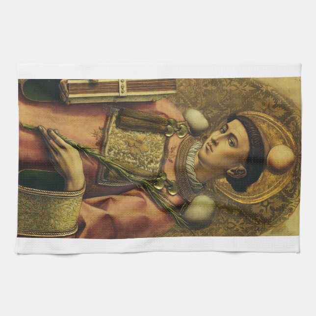 Saint Stephen the Protomartyr Fine Art Iconography Kitchen Towel (Horizontal)