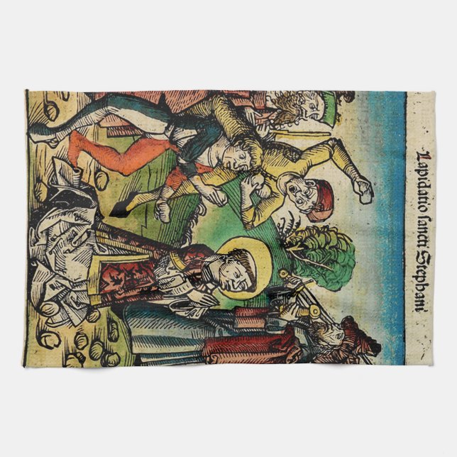 Saint Stephen the Protomartyr Fine Art Iconography Kitchen Towel (Horizontal)