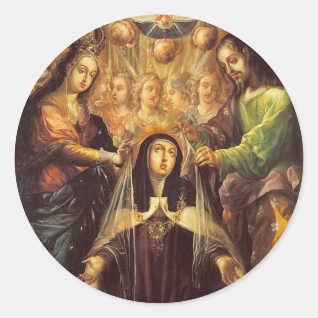 saint teresa of avila card classic round sticker (Front)
