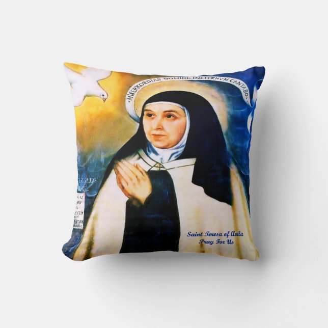 Saint Teresa of Avila Throw Pillow (Front)