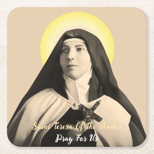 SAINT TERESA OF THE ANDES SQUARE PAPER COASTER (Front)