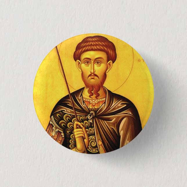 Saint Theodore Tiron orthodox icon 1 Inch Round Button (Front)