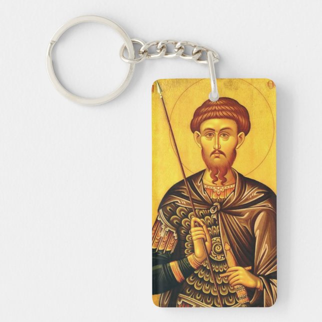 Saint Theodore Tiron orthodox icon Keychain (Front)