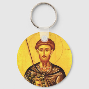 Saint Theodore Tiron orthodox icon Keychain
