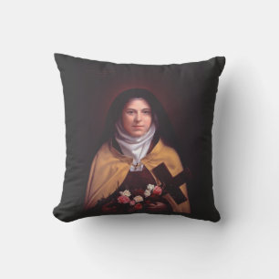 Saint Therese of Lisieux Postcard Throw Pillow