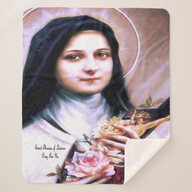 Saint Therese of Lisieux Sherpa Blanket (Front)