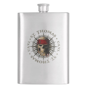 Saint Thomas USVI Pirate Skull Hip Flask