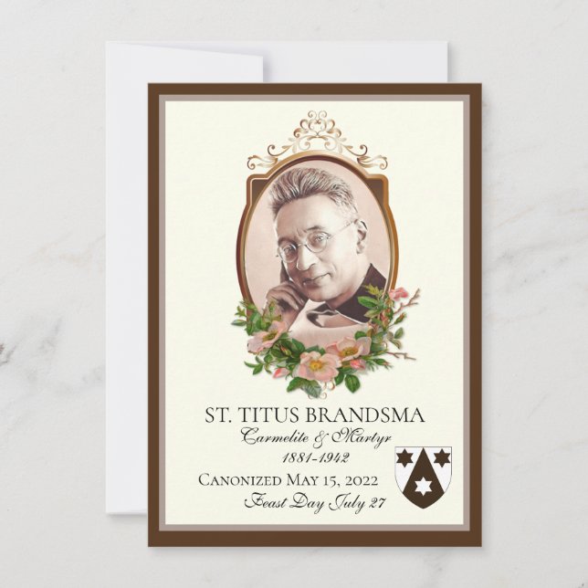 Saint Titus Brandsma Canonization Commemoration Card (Front)