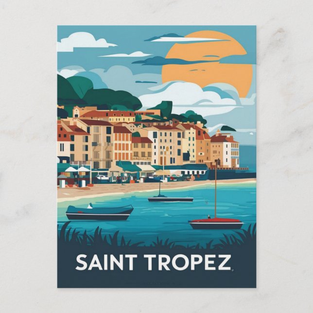 Saint Tropez France Beach Travel Postcard (Front)