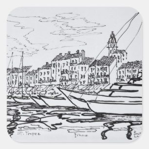 Saint-Tropez Harbour   French Riviera, France Square Sticker